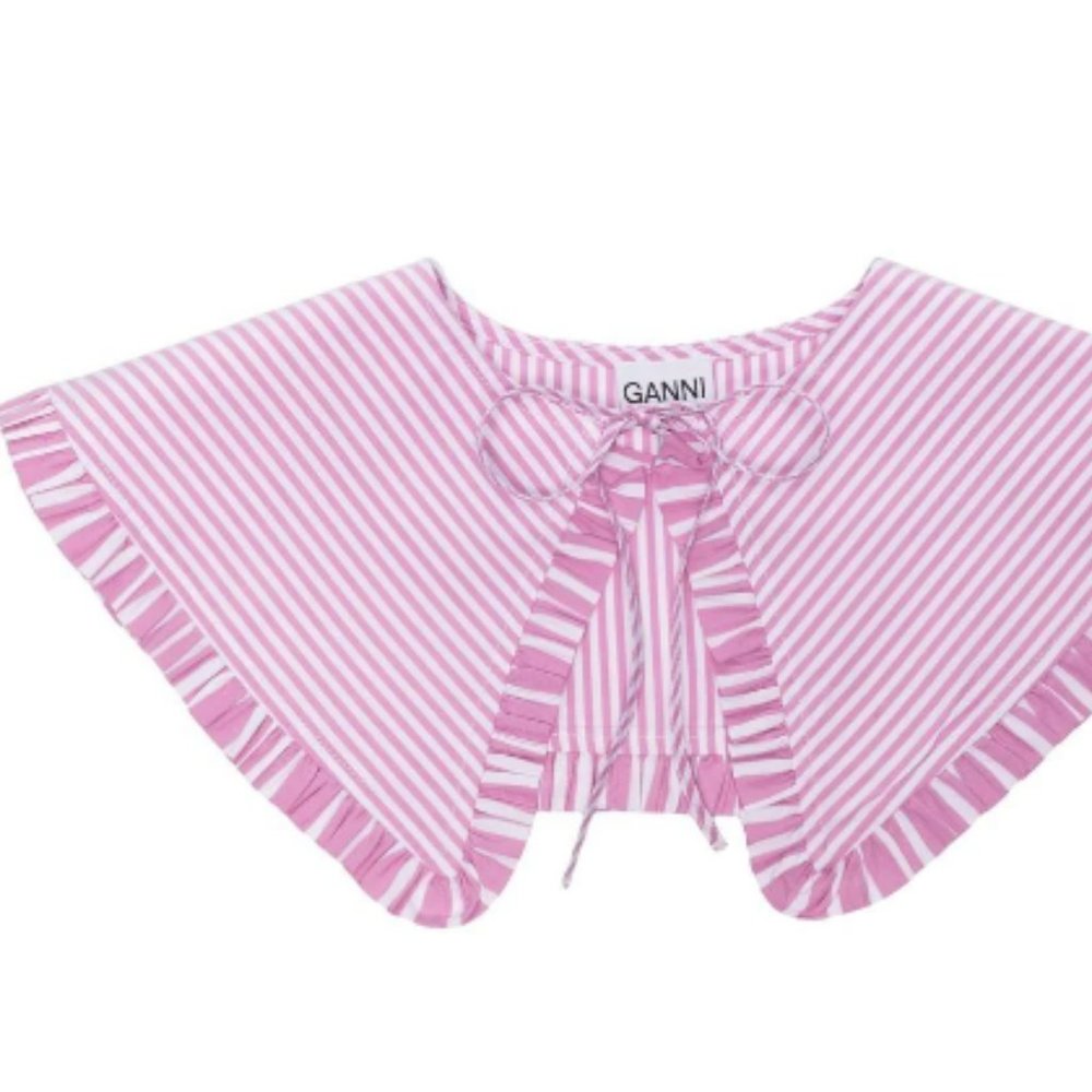 GANNI striped organic cotton poplin collar